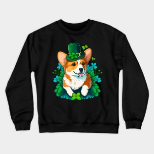 Funny Corgi Lover Shamrock Happy St Patricks Day Crewneck Sweatshirt